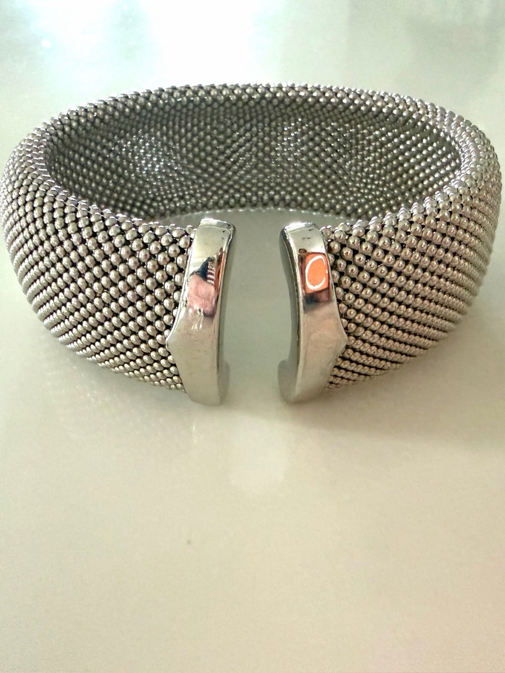 BRONZE Italy mesh cuff slip on bracelet